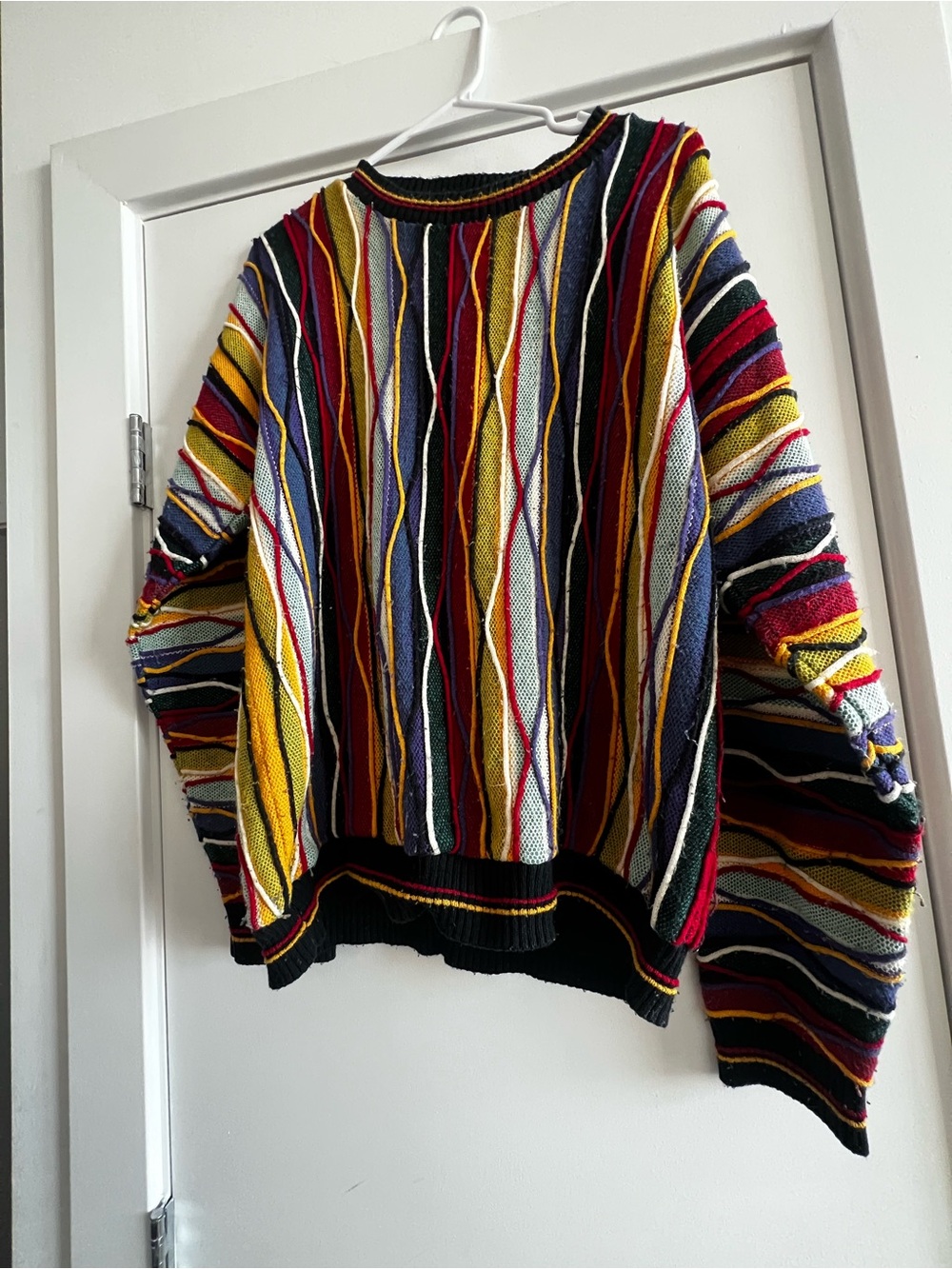 Bachrach Multicolor Striped Knit Sweater with Black Trim